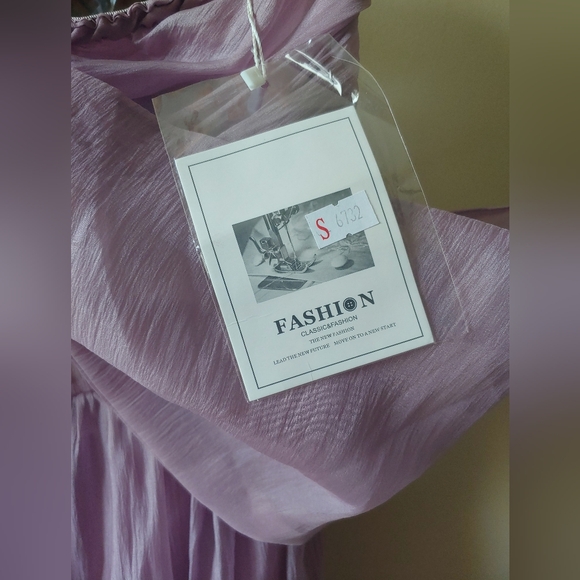 Elegant Off Shoulder Lavender Strapless Chiffon Bow Ruffle Tulle Dress - Picture 7 of 17